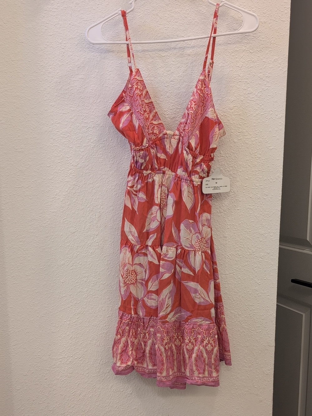 Angie Coral Pink Floral Spaghetti-Strap Slip Dress